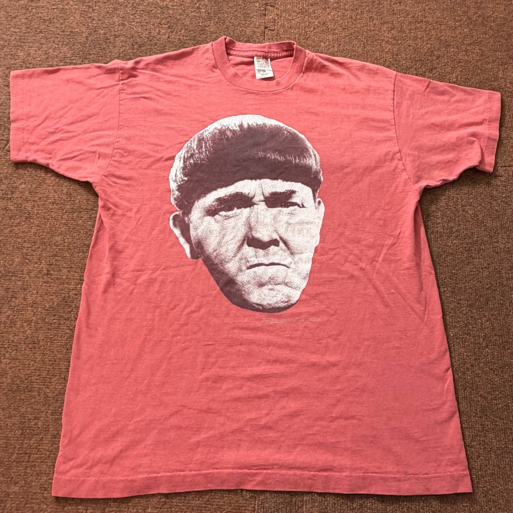 Vintage Three Stooges Moe T Shirt Fruit of the Loom Heavy Cotton Red XL Mens
